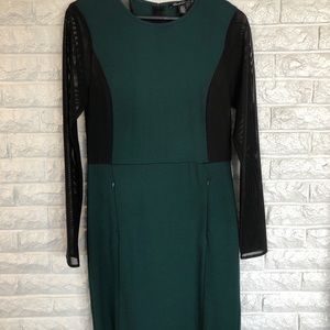 Hunter green and black mesh dress